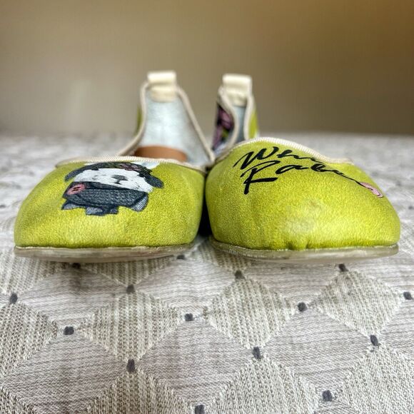 Rockit “White Rabbit” Green Printed Leather Ballet Flat Shoes Women EU 38 US 7.5 - Picture 9 of 16